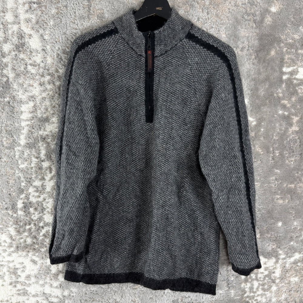 RedMaple Size S Alpaca Blend Quarter Zip Pullover Sweater Gray Long Sleeve Men